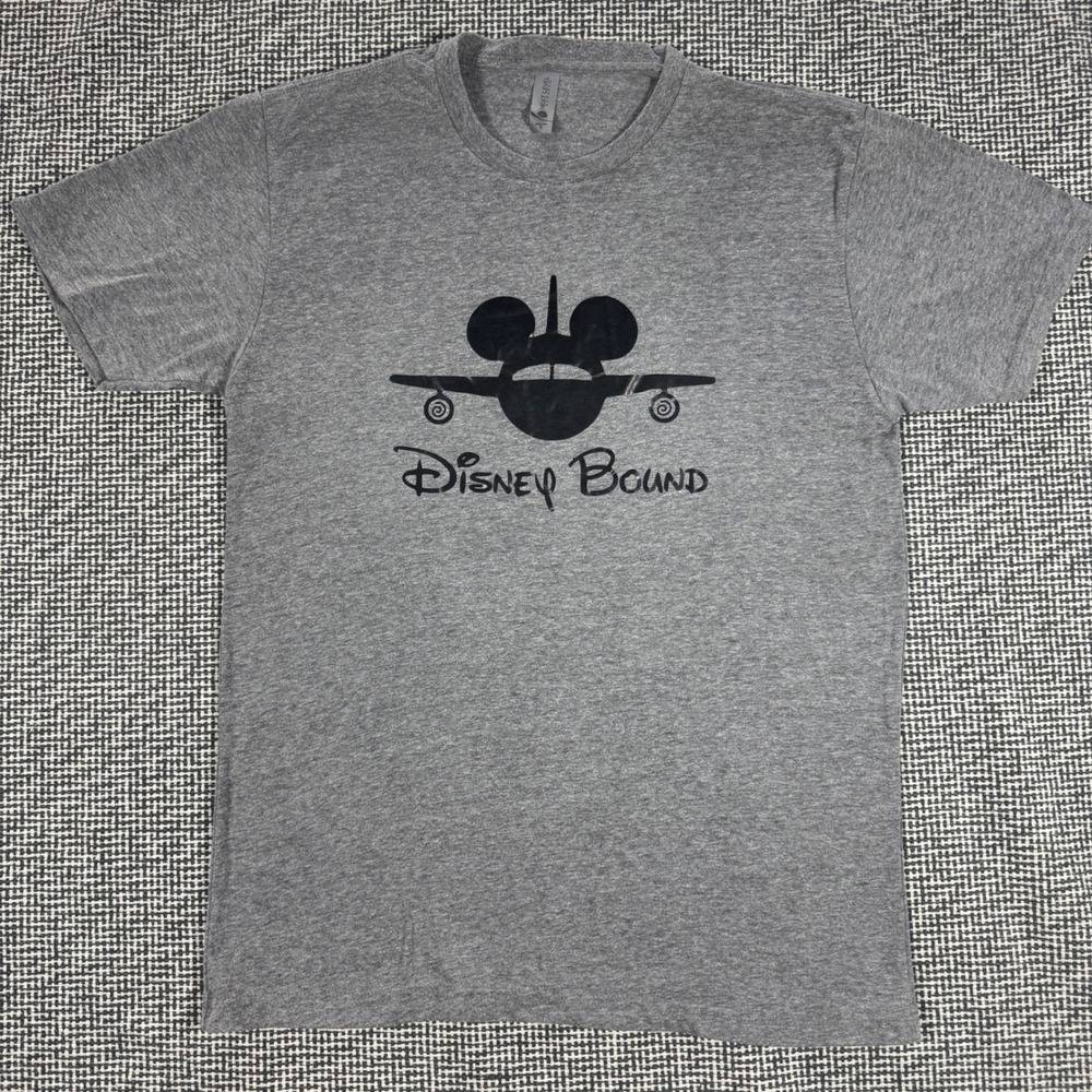 Disney Bound Airplane Mickey Ears Heather Gray Graphic T-Shirt Womens Small